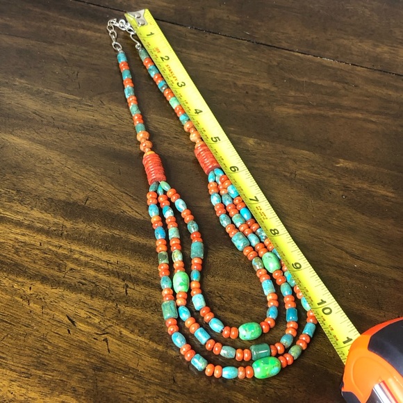 JAY KING DTR Desert Rose Turquoise Coral Triple Strand Sterling Silver Necklace - Picture 10 of 17